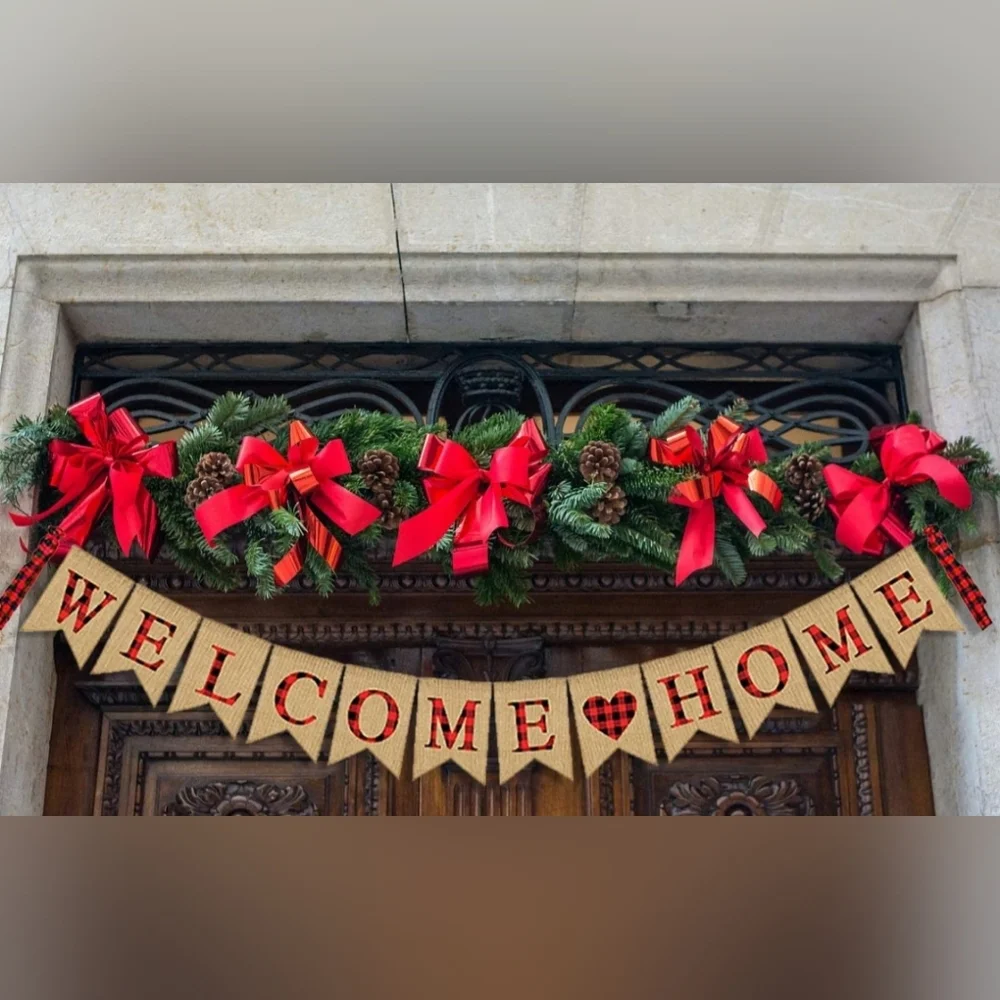 Welcome Home Burlap Banner. New in Package.